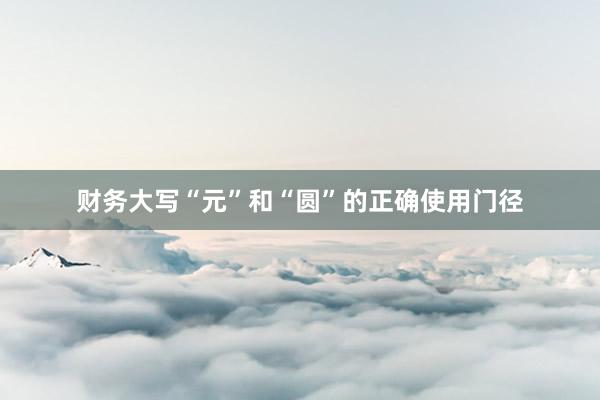 财务大写“元”和“圆”的正确使用门径